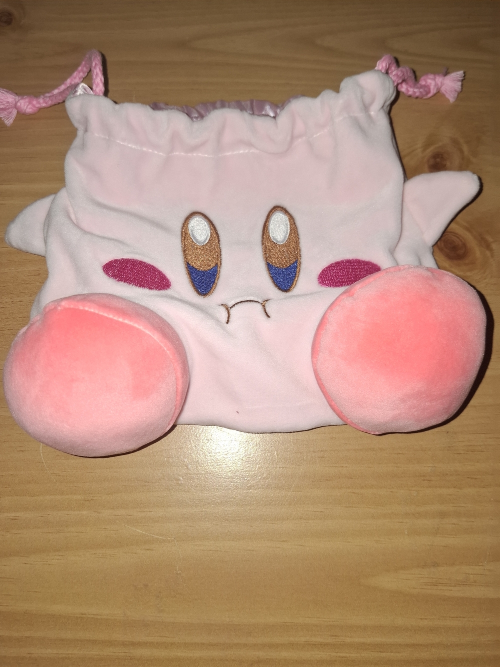 Nintendo Pink Kirby Plush Drawstring Pouch with Coral Cheeks Vintage